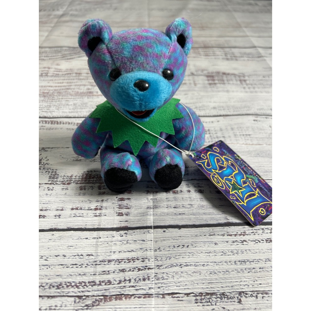 VTG Grateful Dead Iris Bean Bear Plush Liquid Blue Tie Dye 7" Birthday 4/1/76